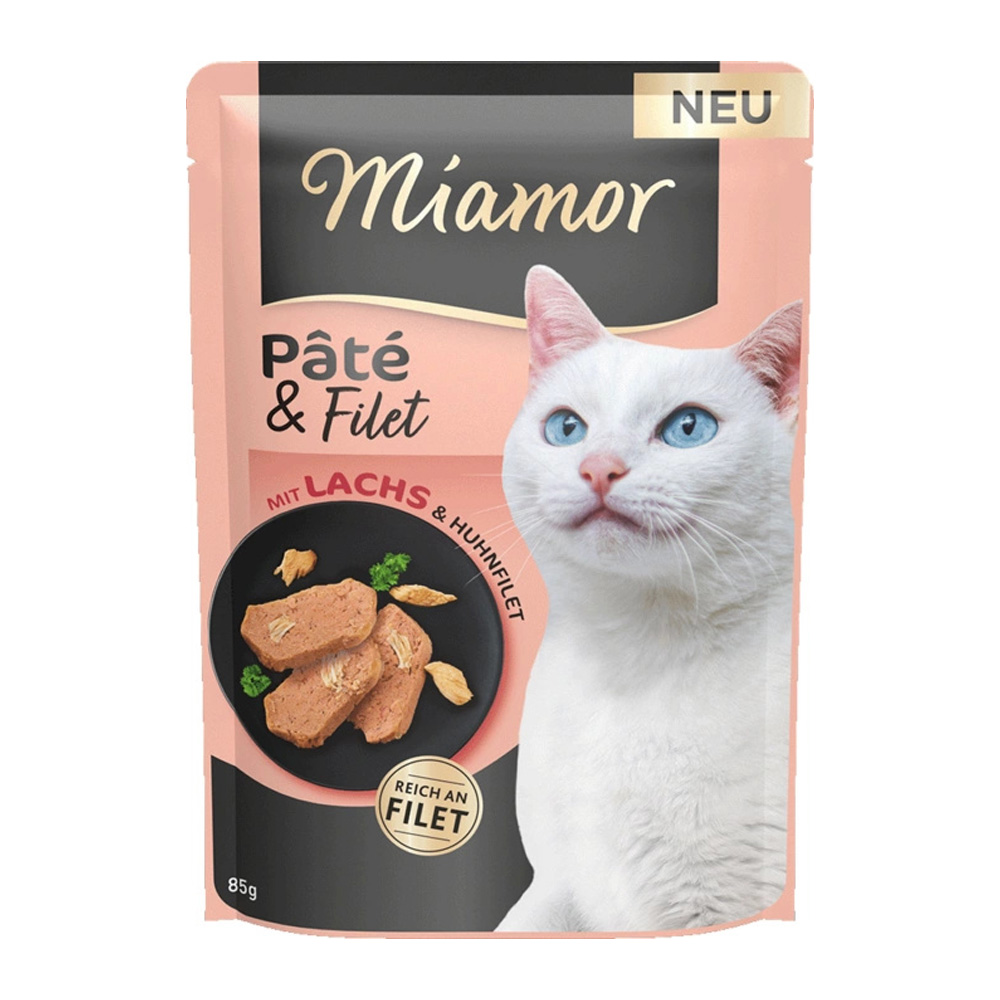 MIAMOR Pâté & Filet Łosoś Kurczak 6x85g Saszetka Karma Mokra dla Kotów